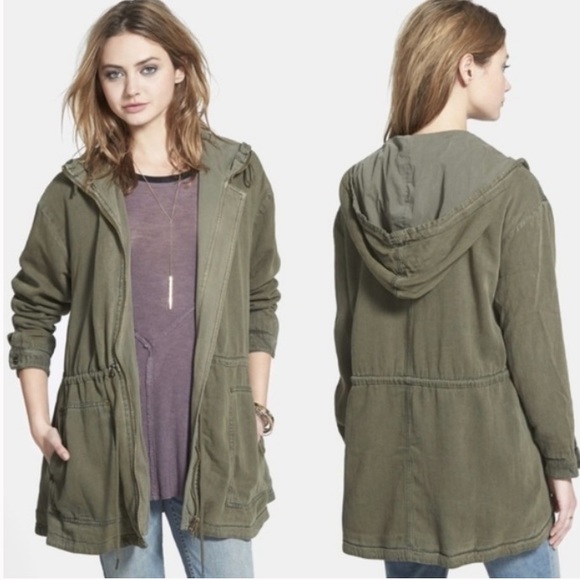 Free People Jackets & Blazers - Free People Distressed Military Parka Zipper Jacket Fit Casual Army Green
